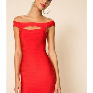 red cut out bodycon dress